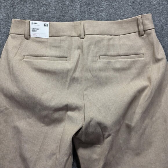 Express Pants Womens 12R Khaki Columnist Barely Boot Mid Rise Stretch Dress - Picture 3 of 12